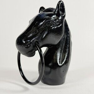Vintage 8 1/4 in Tall Cast Iron Horse Head Post Topper With Hitching Ring